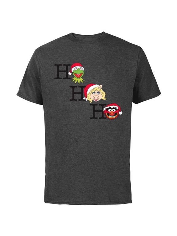 Muppets Kermit Miss Piggy and Animal Holiday - Short Sleeve Cotton T-Shirt for Adults -Customized-Charcoal