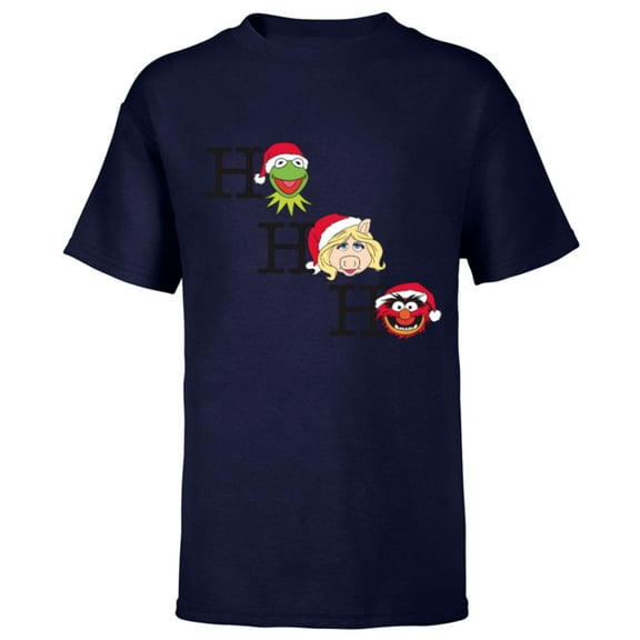 Disney Muppets Kermit Miss Piggy and Animal Holiday - Short Sleeve T-Shirt for Kids -Customized-Navy