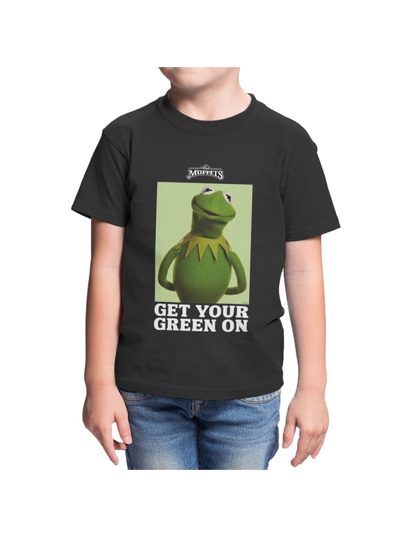 Muppets Kermit The Frog St. Patrick's Day Boys T-Shirt (Black, XS-XL)