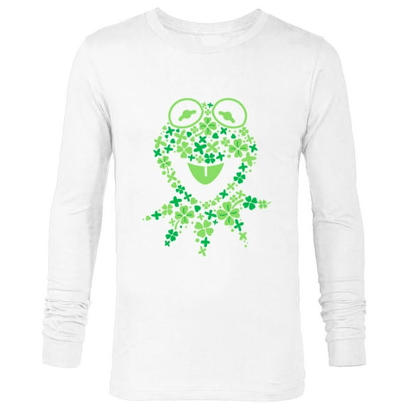 Disney Muppets Kermit the Frog in Clovers St Patrick’s Day - Long Sleeve T-Shirt for Men - Customized-White
