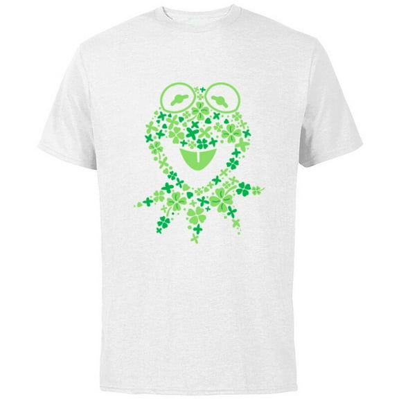 Disney Muppets Kermit the Frog in Clovers St Patrick’s Day - Short Sleeve Cotton T-Shirt for Adults - Customized-White