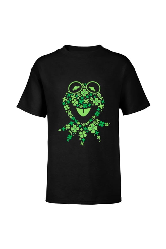 Disney Muppets Kermit the Frog in Clovers St Patrick’s Day - Short Sleeve T-Shirt for Kids - Customized-Black