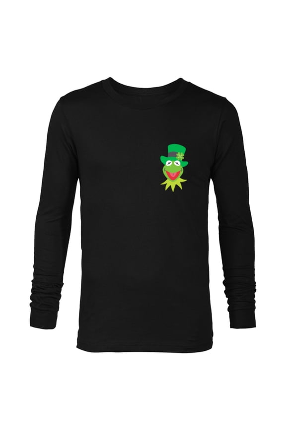 Disney Muppets Kermit the Frog in Top Hat St Patrick’s Day - Long Sleeve T-Shirt for Men - Customized-Black