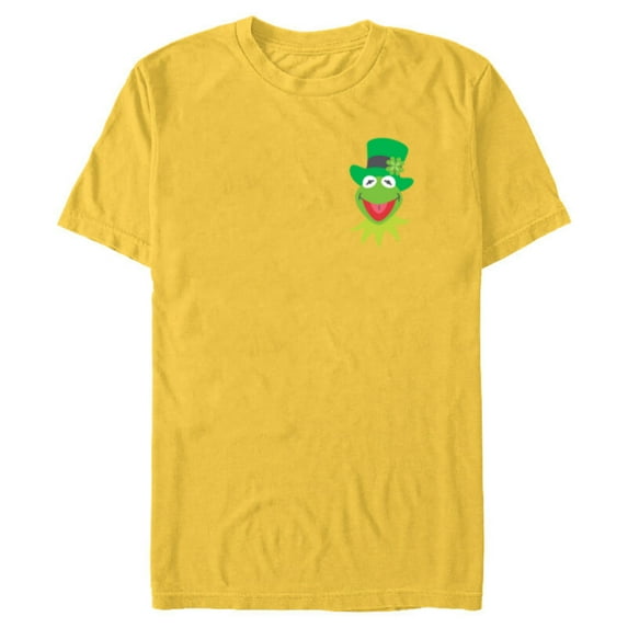 Disney Muppets Kermit the Frog in Top Hat St Patrick’s Day - Short Sleeve Blended T-Shirt for Adults - Customized-Yellow