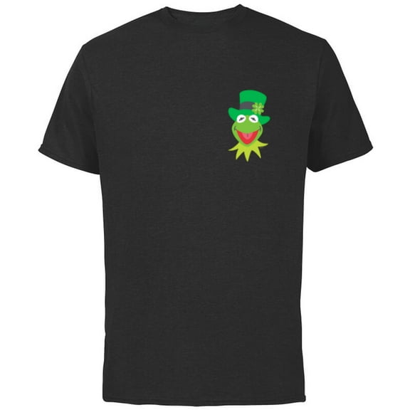 Disney Muppets Kermit the Frog in Top Hat St Patrick’s Day - Short Sleeve Cotton T-Shirt for Adults - Customized-Black
