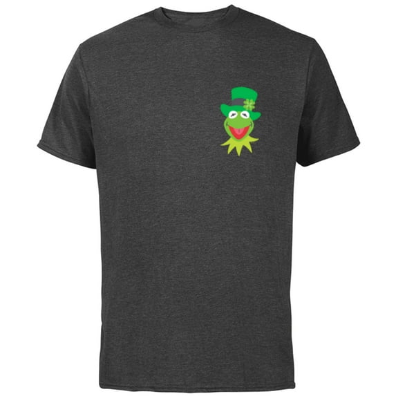 Disney Muppets Kermit the Frog in Top Hat St Patrick’s Day - Short Sleeve Cotton T-Shirt for Adults - Customized-Charcoal