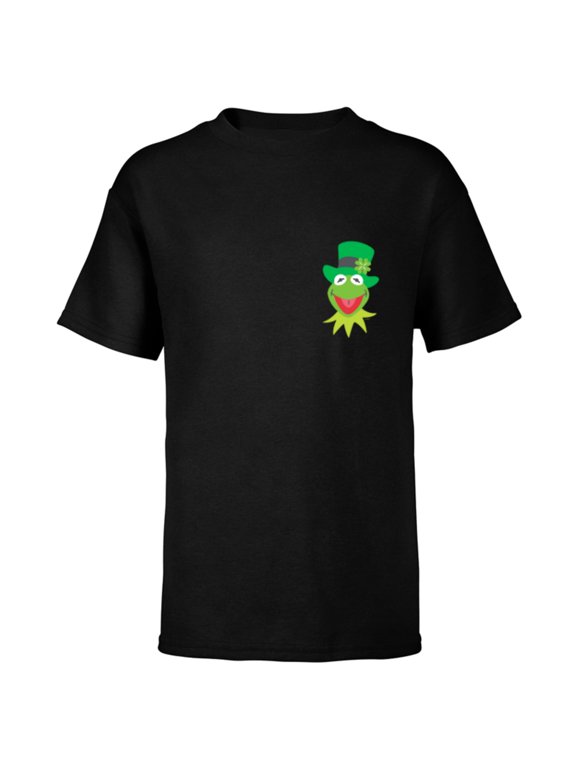 Disney Muppets Kermit the Frog in Top Hat St Patrick’s Day - Short Sleeve T-Shirt for Kids - Customized-Black