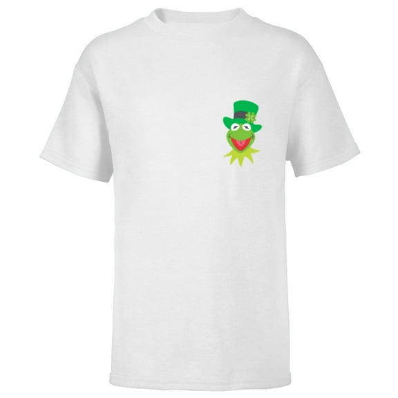 Disney Muppets Kermit the Frog in Top Hat St Patrick’s Day - Short Sleeve T-Shirt for Kids - Customized-White