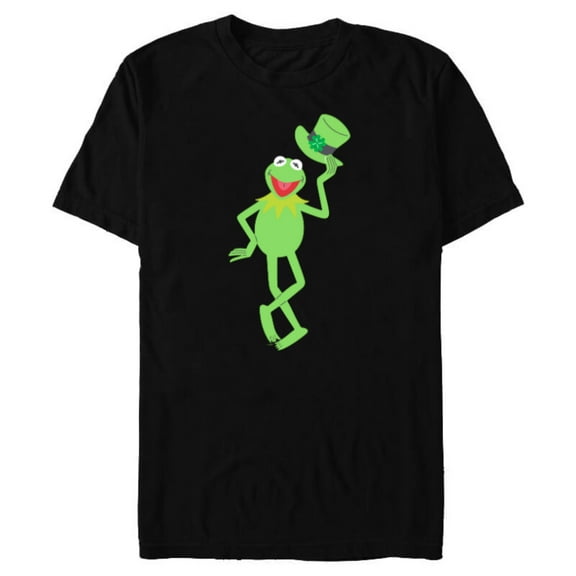 Disney Muppets Kermit the Frog with Top Hat St Patrick’s Day - Short Sleeve Blended T-Shirt for Adults - Customized-Black