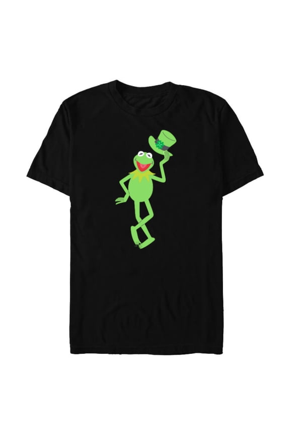 Disney Muppets Kermit the Frog with Top Hat St Patrick’s Day - Short Sleeve Blended T-Shirt for Adults - Customized-Black