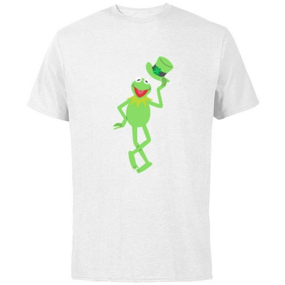 Disney Muppets Kermit the Frog with Top Hat St Patrick’s Day - Short Sleeve Cotton T-Shirt for Adults - Customized-White