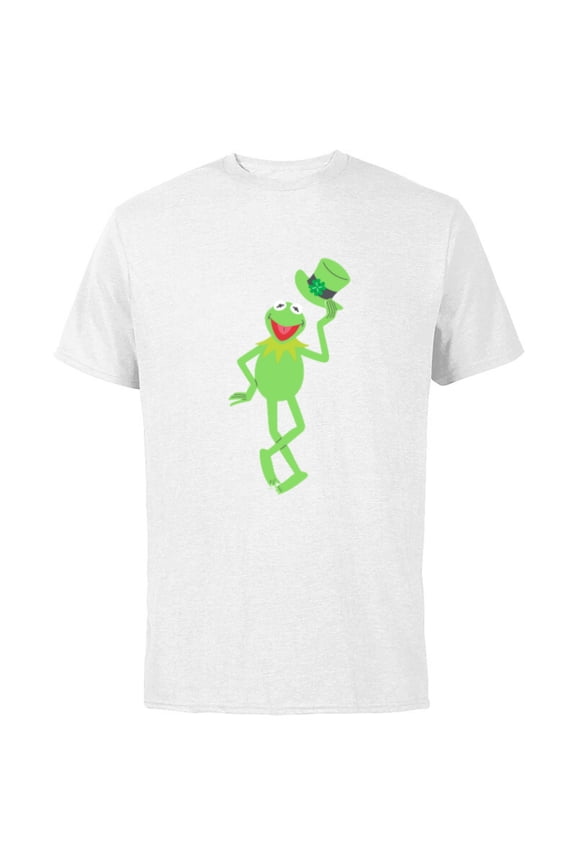 Disney Muppets Kermit the Frog with Top Hat St Patrick’s Day - Short Sleeve Cotton T-Shirt for Adults - Customized-White