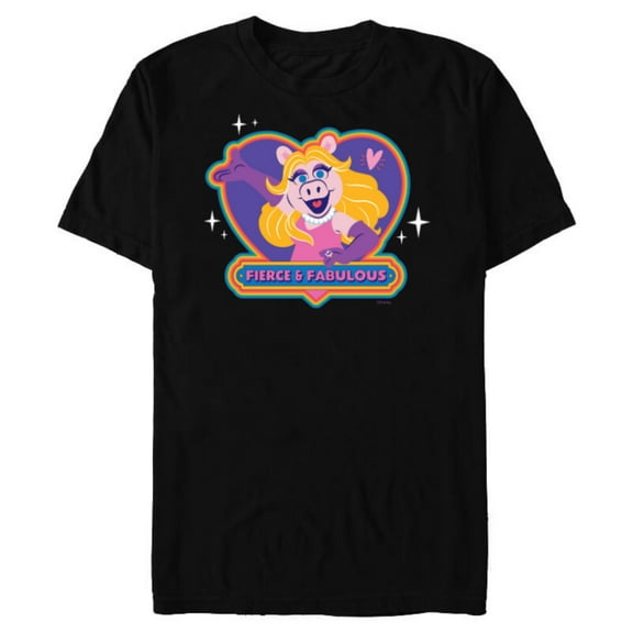 Disney Muppets Pride Miss Piggy Fierce & Fabulous Rainbow - Short Sleeve Blended T-Shirt for Adults - Customized-Black