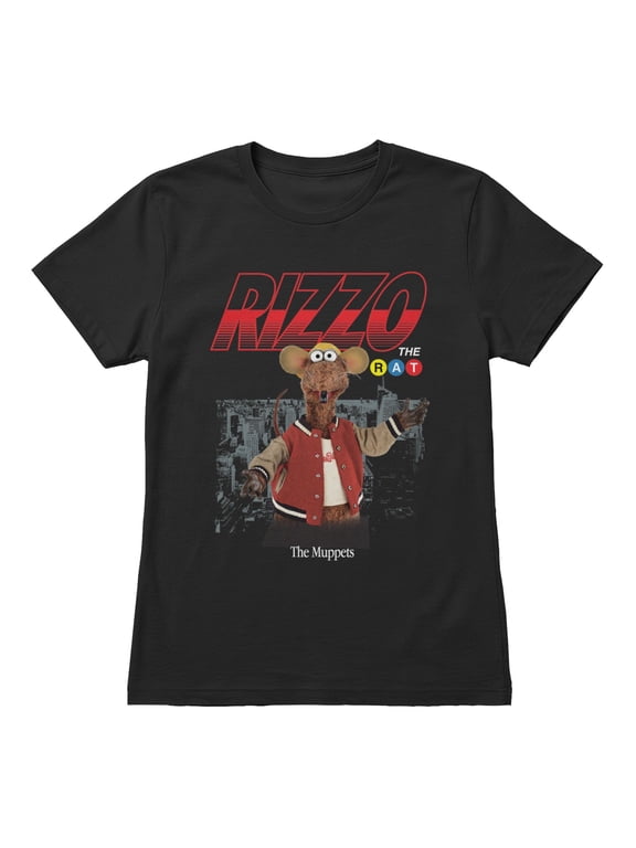 Muppets Women's Rizzo The Rat City Drop T-Shirt (Black, S-XXL)