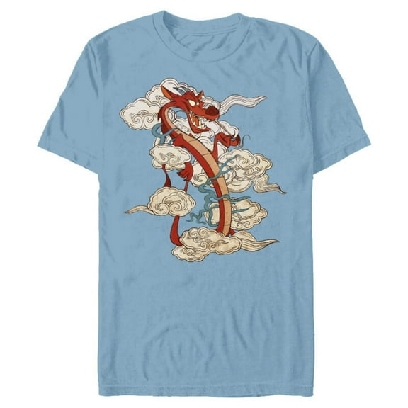 Disney Mushu T-Shirt- Short Sleeve Blended T-Shirt for Adults - Customized-Ocean Blue