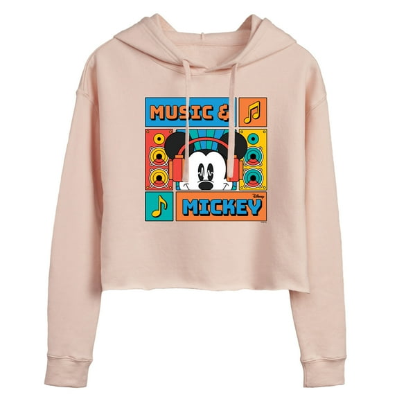 Disney - Music And Mickey - Juniors Cropped Pullover Hoodie