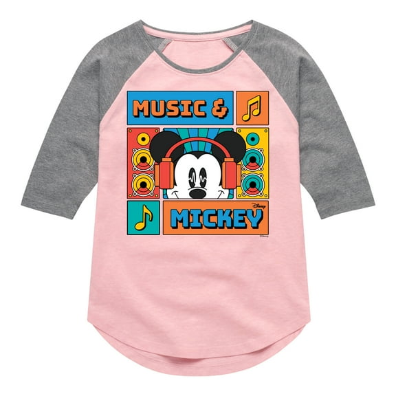 Disney - Music And Mickey - Toddler & Youth Girls Raglan Graphic T-Shirt