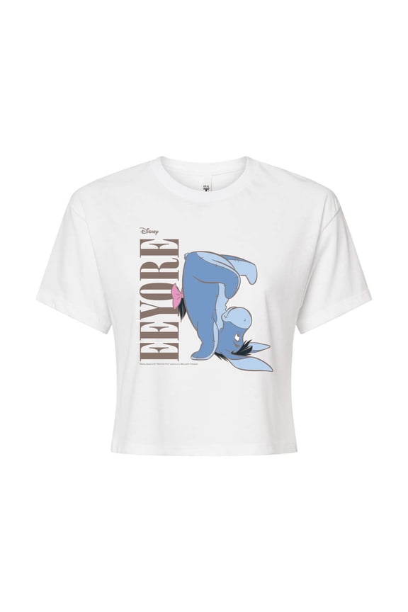 - Muted Eeyore - Juniors Cropped Cotton Blend T-Shirt