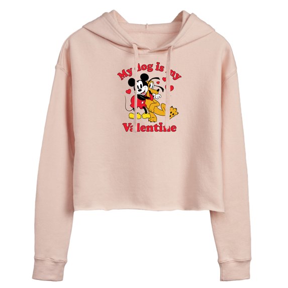 Disney - My Dog Is My Valentine - Juniors Cropped Pullover Hoodie
