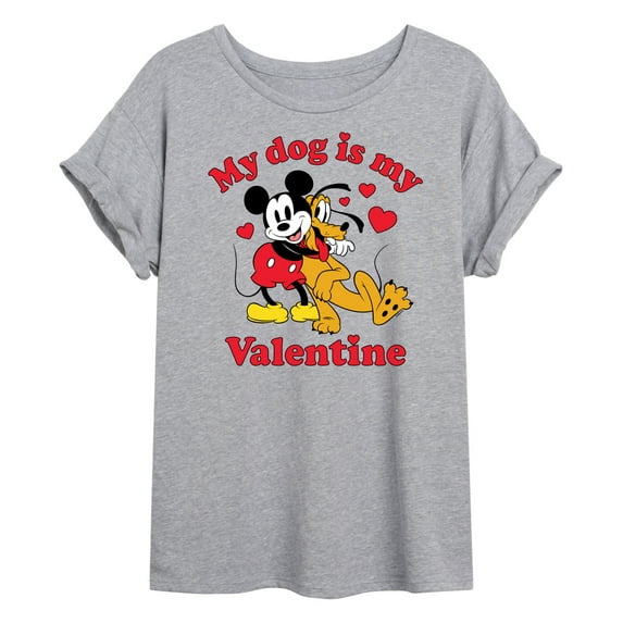 Disney - My Dog Is My Valentine - Juniors Ideal Flowy Muscle T-Shirt