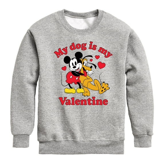 Disney - My Dog Is My Valentine - Toddler & Youth Crewneck Fleece Sweatshirt