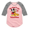 thumbnail image 1 of Disney - My Dog Is My Valentine - Toddler & Youth Girls Raglan Graphic T-Shirt, 1 of 3