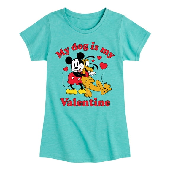 Disney - My Dog Is My Valentine - Toddler & Youth Girls Short Sleeve Graphic T-Shirt