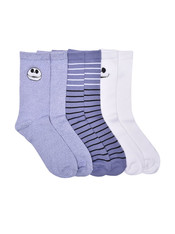 Disney NBC Jack Women's' 3-Pack Crew Socks, Shoe Size 4-10