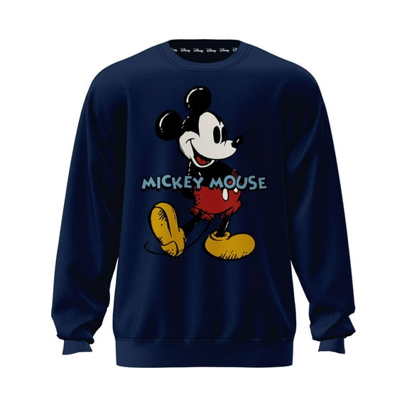 Disney Mickey Kick Across Navy Adult Crewneck Fleece, S - 2XL (Unisex)