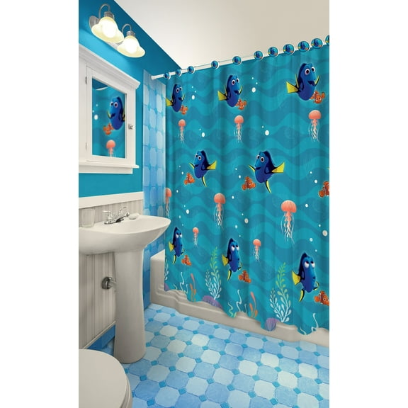 Disney Nemo and Dory Polyester Shower Curtain, 72" x 72"