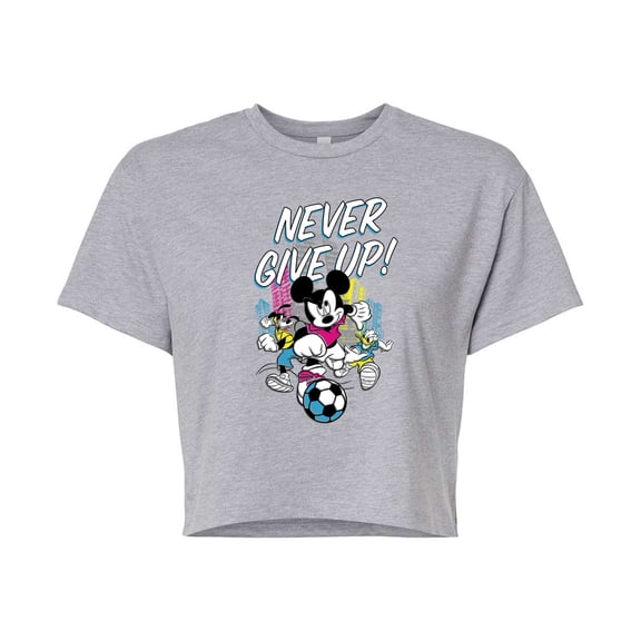 Disney - Never Give Up  - Juniors Cropped Cotton Blend T-Shirt