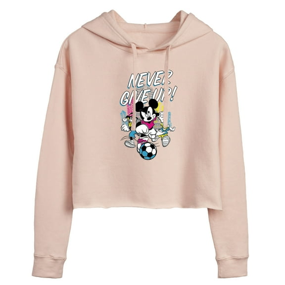 Disney - Never Give Up  - Juniors Cropped Pullover Hoodie