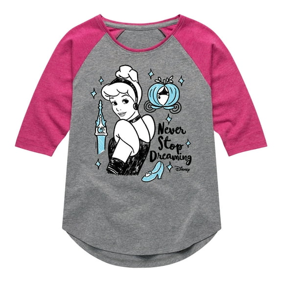 Disney - Never Stop Dreaming - Toddler & Youth Girls Raglan Graphic T-Shirt