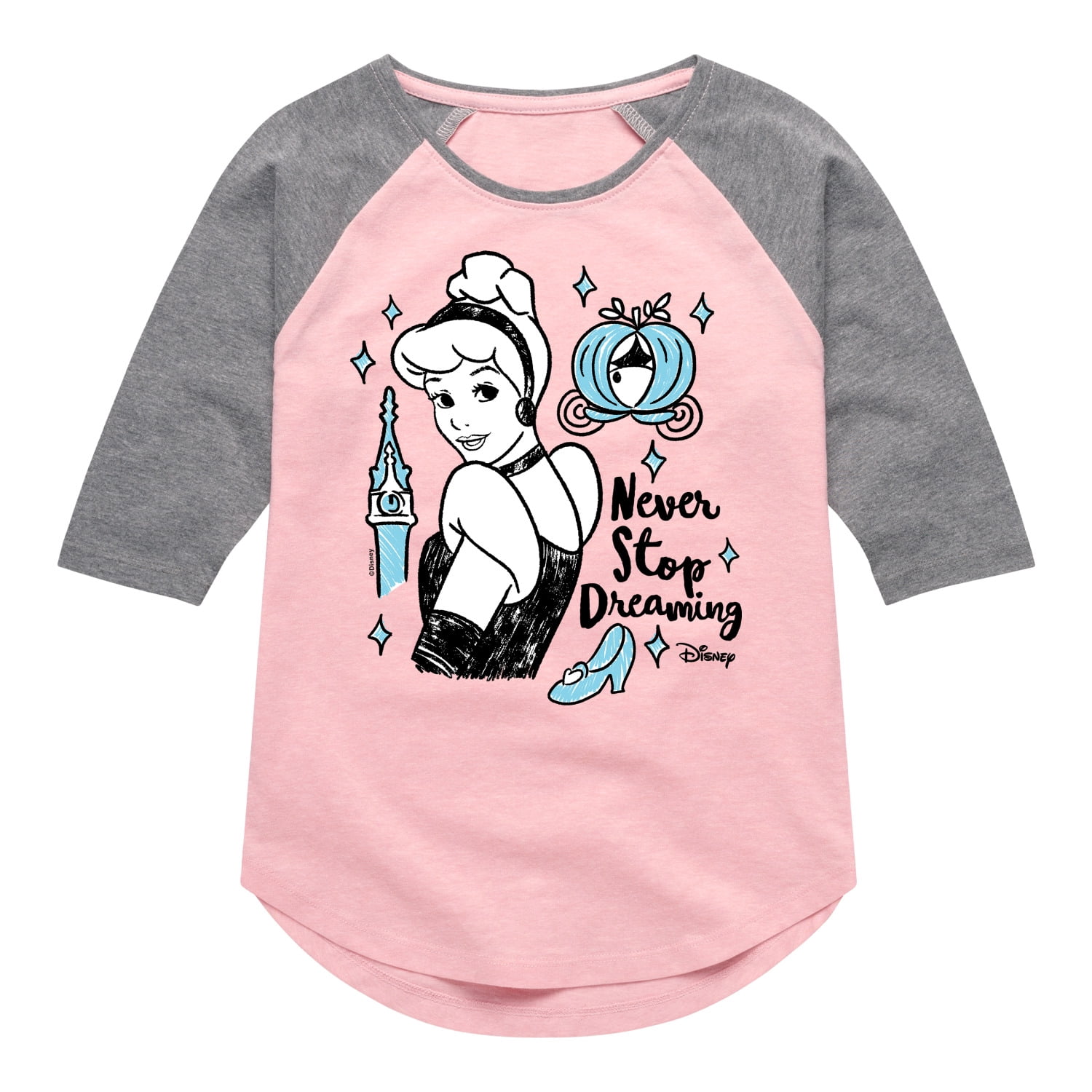 Disney - Never Stop Dreaming - Toddler & Youth Girls Raglan Graphic T ...