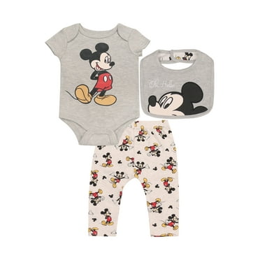 Disney Newborn Baby Outfit Set 3-Piece Set Bodysuit, Pants, and Bib Sizes 0- 9 Months
