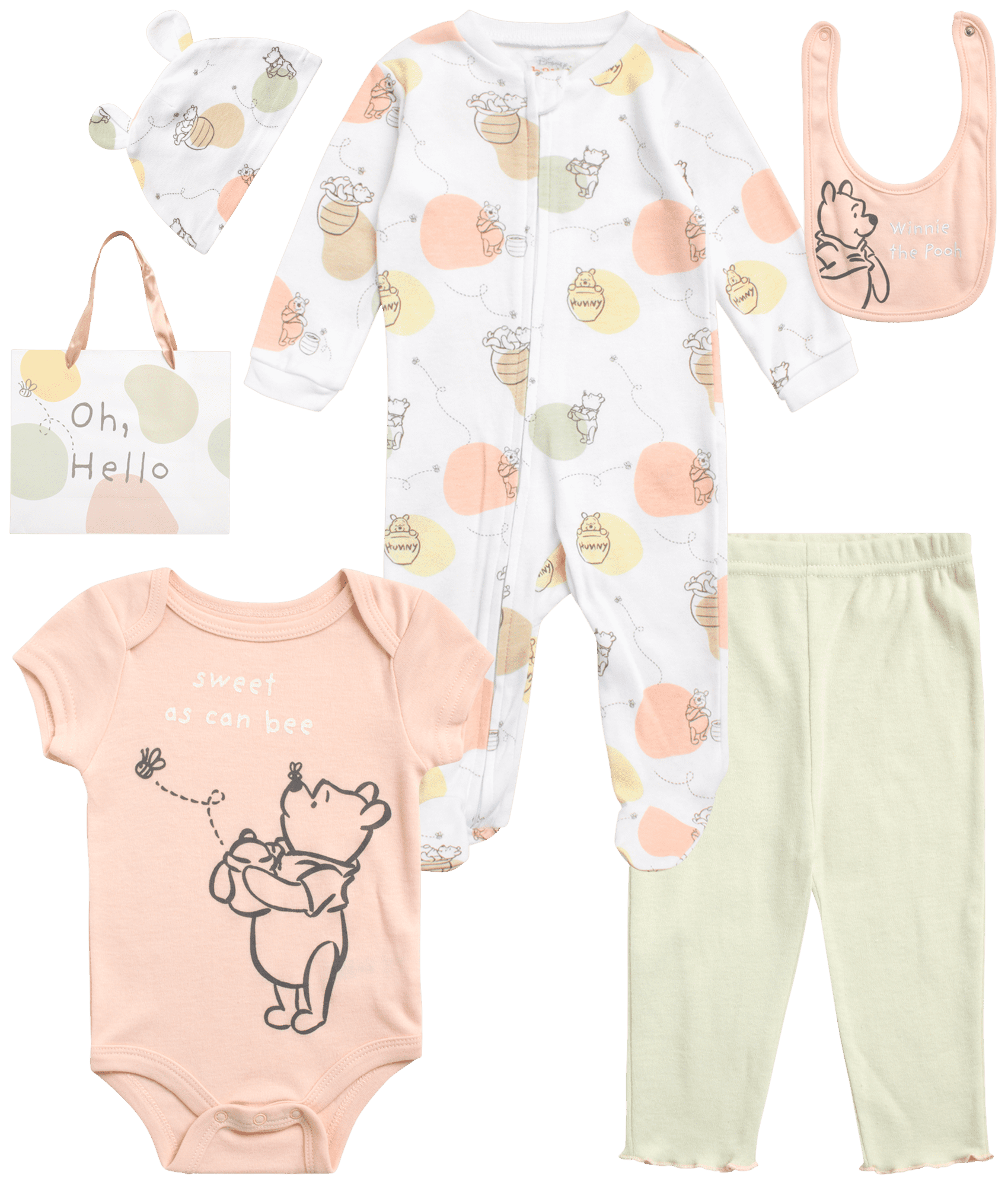 Disney Newborn Baby Layette Set 7 Piece Mickey/Minnie Mouse & Winnie