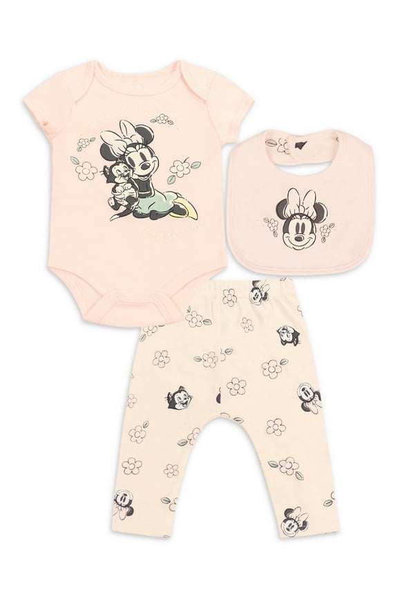 Newborn Baby Outfit 3-Piece Set Bodysuit, Pants, and Bib