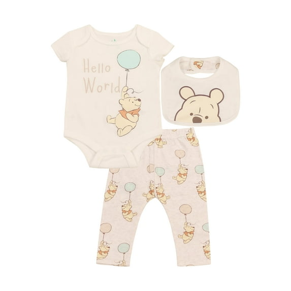 Disney Newborn Baby Outfit Set 3-Piece Set Bodysuit, Pants, and Bib Sizes 0- 9 Months