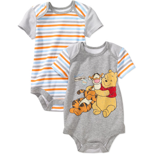 Disney Newborn Boys' Pooh Creepers, 2Pack