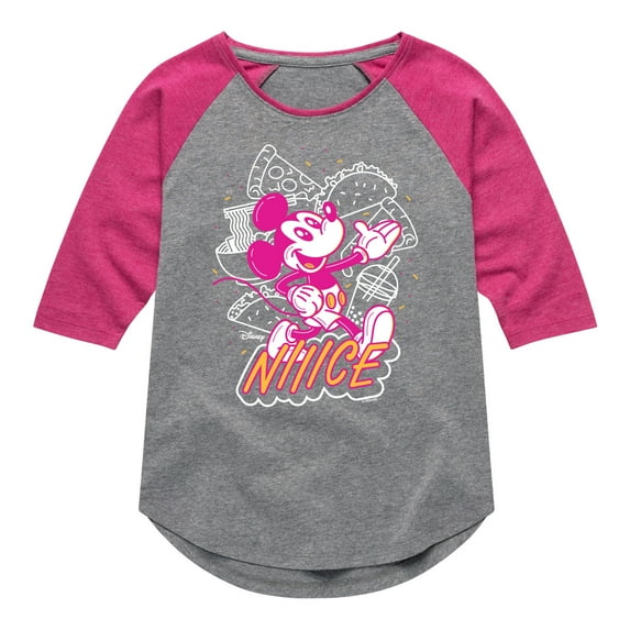 Disney - Nice Mickey - Toddler & Youth Girls Raglan Graphic T-Shirt
