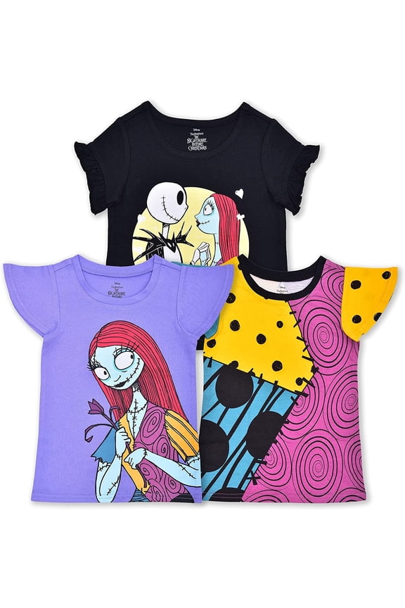 Nightmare Before Christmas 3 Pack Short Sleeves Tee Shirt Set for Girls
