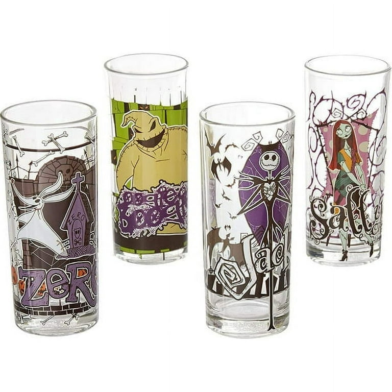 Disney Nightmare Before Christmas 4-Piece Tumbler Glass Set, 4 Count (Pack  of 1), 10oz Character Portraits 