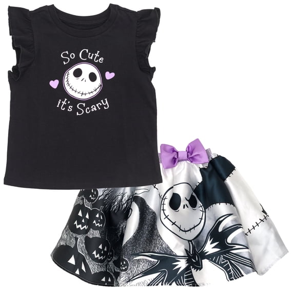 Disney Nightmare Before Christmas Big Girls' 2-Piece Sleeveless Top and Skirt Set Black Jack Zero