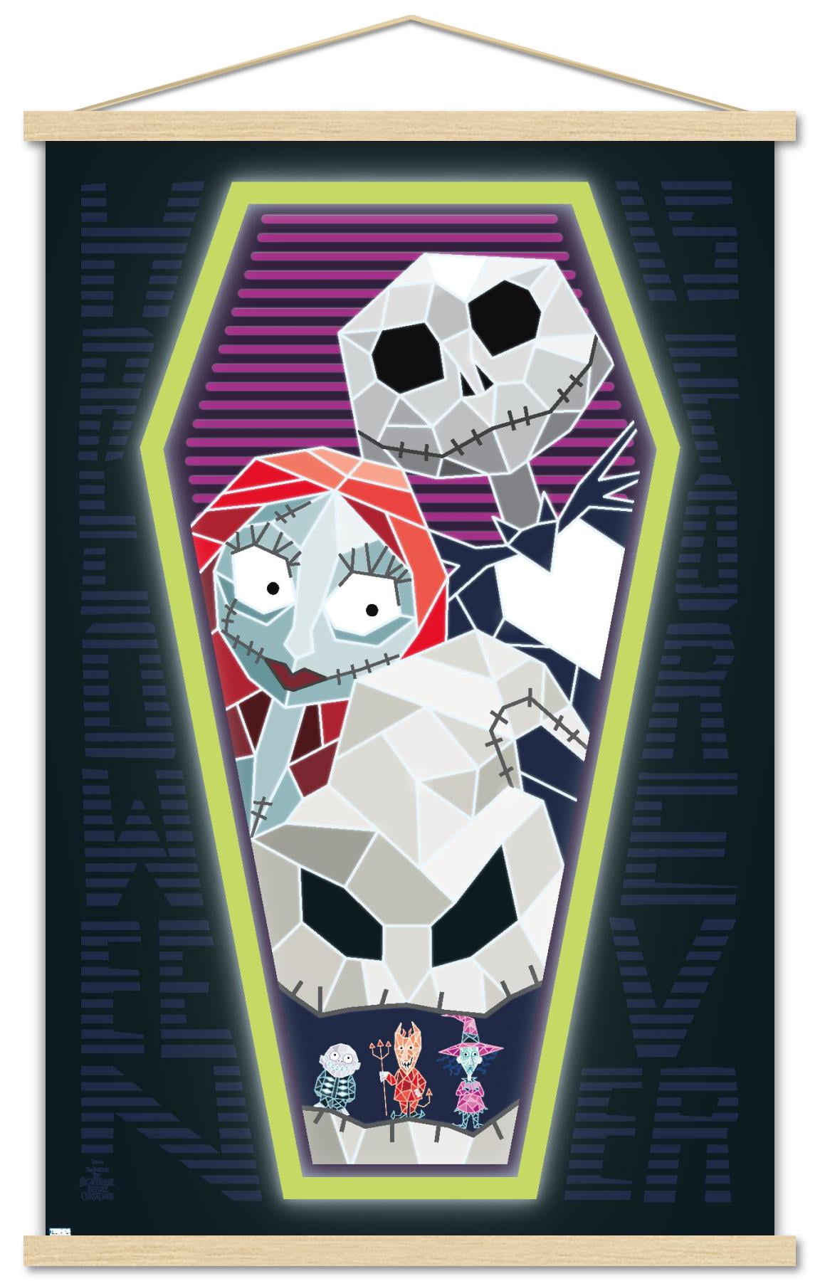 Disney Nightmare Before Christmas - Coffin Wall Poster with Wooden Magnetic Frame, 22.375" x 34"