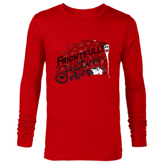 Disney Nightmare Before Christmas Frightfully Festive Holiday - Long Sleeve T-Shirt for Men - Customized-New Red