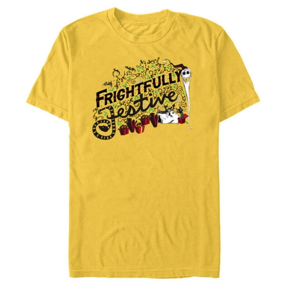Disney Nightmare Before Christmas Frightfully Festive Holiday - Short Sleeve Blended T-Shirt for Adults - Customized-Yellow