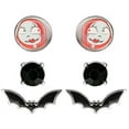 thumbnail image 1 of Disney Womens The Nightmare Before Christmas Stud Earrings 3-Pair Set Official License - Rhinestone, Bat and Sally Earrings, 1 of 6