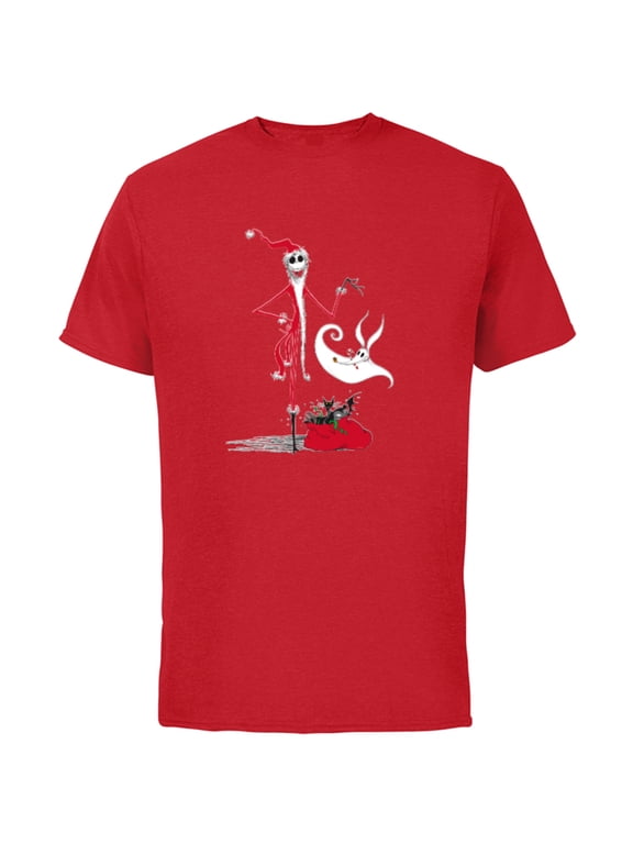 Disney Nightmare Before Christmas Holiday Jack & Zero - Short Sleeve Cotton T-Shirt for Adults - Customized-Red