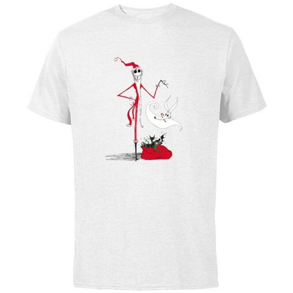 Disney Nightmare Before Christmas Holiday Jack & Zero - Short Sleeve Cotton T-Shirt for Adults - Customized-White
