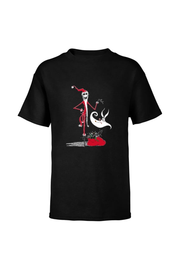 Disney Nightmare Before Christmas Holiday Jack & Zero - Short Sleeve T-Shirt for Kids - Customized-Black